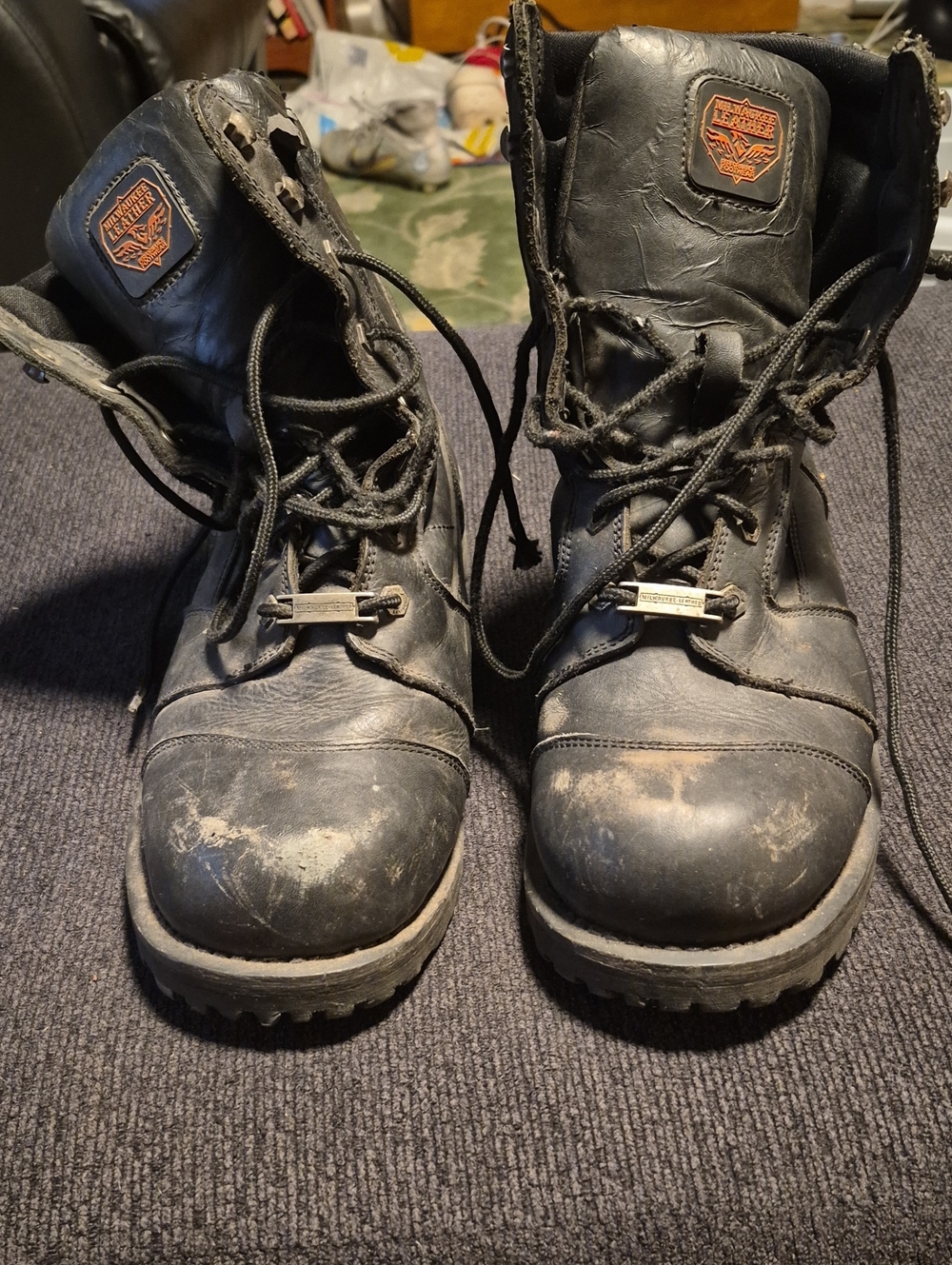 Harley-Davidson Men's Black Leather Lace-Up Work Boots